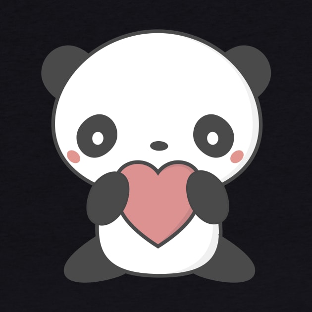 Kawaii Cute Panda With A Heart T-Shirt by wordsberry